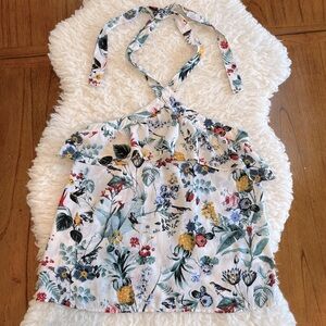 Banana Republic Floral Halter Ruffle Top Size Small